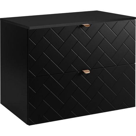 Rodan Waschbeckenunterschrank 80 cm, Schwarz Matt, 46 x 80 x 62,3 cm, mit schwarzer Waschtischplatte, feuchtraumgeeignet