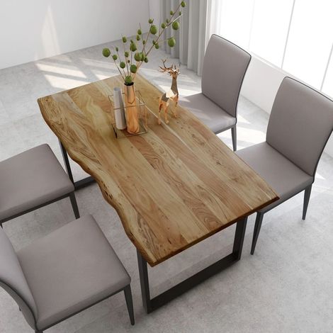 Table de salle à manger, Table à dîner, Table de Cuisine 154x80x76 cm Bois d'acacia solide BHU6375 BonneVie