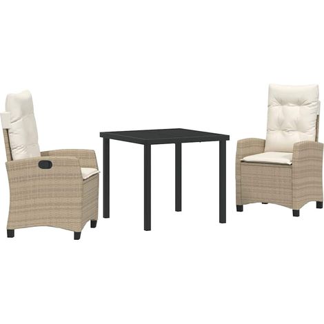 Ensemble de salle à manger pour jardin 3 pcs,Salon de jardin Beige polyrotin CFW53741 (1/5)