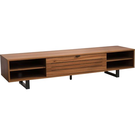 Meuble TV 2 portes rectangulaire L160 cm bois foncé