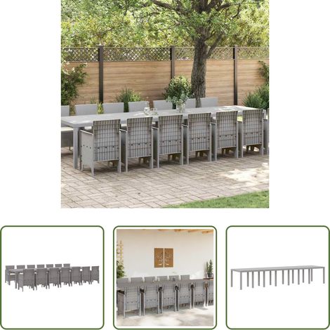 vidaXL Chaises jardin - Ensemble de salle à manger de jardin avec coussins 15 pcs PP (1/5)