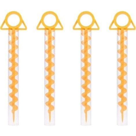 Piquets de tente spirales , piquets de tente sardine, piquets de tente spirales en plastique robuste de 30 cm pour tentes, trampolines, animaux avec tube, lot de 4 (1/4)