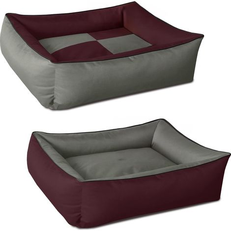 BedDog® 2in1 MAX QUATTRO letto per cane L fino a XXXL, 8 colori a scelta, cuscino, divano, cestino per cane:3XL, CHERRY-ROCK (bordeaux/grigio) (1/5)