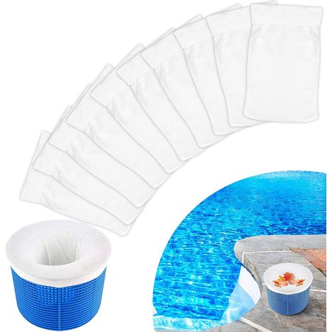 Chaussette Skimmer - Filtre Préliminaire Pour Piscine - Nylon Épais Ultra-Fin - Compatible Avec Panier De Skimmer Standard - 10 Pièces