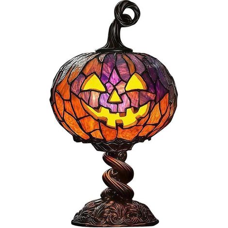 Lampe d'ambiance d'Halloween d'intérieur, lampe décorative citrouille peinte à la main alimentée par USB, veilleuse LED citrouille à lumière douce pour enfants (1/5)