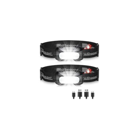 Stirnlampe, [2er-Pack] Extrem leistungsstarke, wiederaufladbare LED-Stirnlampe mit 3 Modi, weißem Licht und IPX4 wasserdicht, 60° verstellbare Laufstirnlampe für Erwachsene/E - Crezuo (1/4)