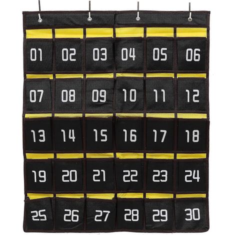 Organiseur de téléphone numéroté, pochette pour fournitures scolaires et de bureau, porte-accessoires de classe-81X67CM-Black (1/4)