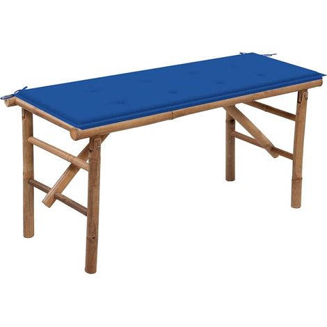 Banc de jardin pliable avec coussin 118 cm Bambou