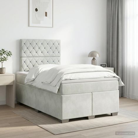 Cama box spring con colchón Gris Claro 120 x 200 cm Terciopelo (1/5)