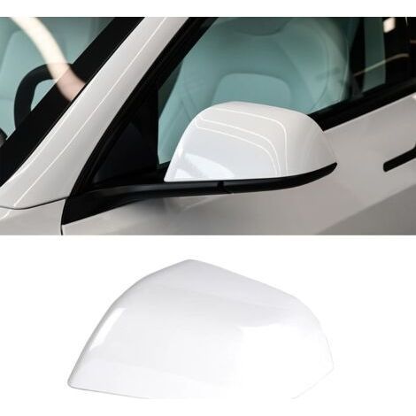 Retroviseur Couvercle Compatibles avec Tesla Model 3 2017 2018 2019 2020 2021 2022 2023 Boîtier de Rétroviseur Extérieur Model 3 Boîtier Miroir Gauche (Blanc Nacré) (1/5)