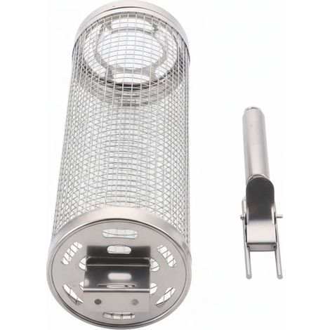 Panier à griller à roulettes, filet de barbecue amovible en acier inoxydable, outil de barbecue portable pour l'extérieur (1/3)