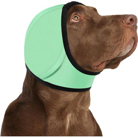 Cache-Oreilles Apaisants pour Chiens, Réduction du Bruit et Des Vibrations, Protection Contre les Plaies aux Oreilles, Bonnet Chaud Ajustable, Vert, M (1/4)