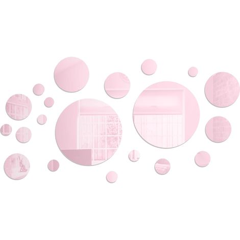 Lot de 32 miroirs muraux ronds en acrylique, amovibles, pour la maison, la salle de bain, le salon, la chambre à coucher, le fond TV,or rose (1/5)
