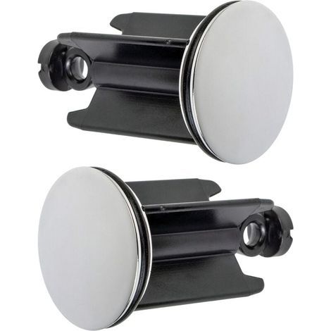 Tapón universal para lavabo de Ø 40 mm, paquete de 2 unidades, cromado, de latón, con junta de goma, regulable en altura, desagüe de bañera de acero inoxidable. (1/5)