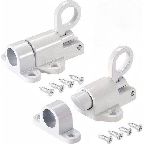 2 Pièces Verrou Porte à Rebond Loquet Porte en Alliage D'aluminium avec Vis Verrou à Ressort de Sécurité, Automatique Verrou Porte pour Portes en Bois Fenêtres Portes de Placard (Blanc) (1/4)