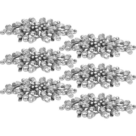 6 Pièces Attaches Chaussures Polyvalentes Boucles Bottes Décorations Mariage Fête Accessoires HW6441 Fleurs Points Diamants Bord Argenté (1/5)