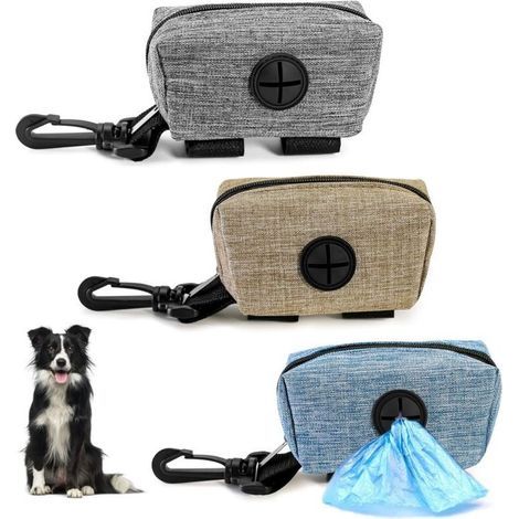 Dispensador de bolsas para excrementos de perro, paquete de 3 unidades, unidades compactas con llavero y compartimento para premios - Perfecto para paseos