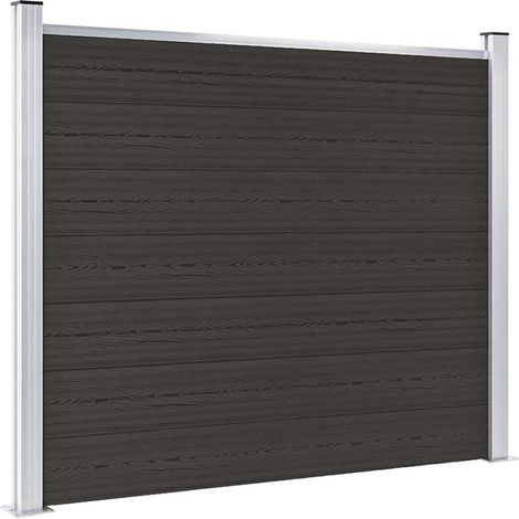 Panneau de clôture, Clôture de jardin, Barrière de jardin WPC 180x146 cm Noir MAE4782 (1/5)