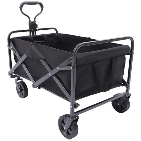 Chariot de jardin pliable, capacité de 80 kg, chariot de courses pour pique-nique et camping, chariot avec porte-gobelets pliable et poignée réglable (1/5)