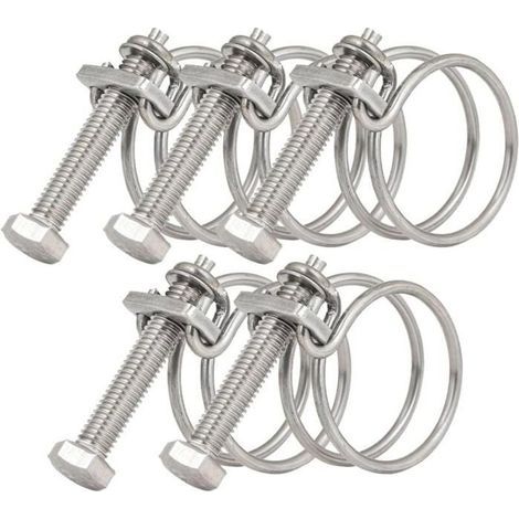 HONORNIC - Lot de 5 colliers de serrage à double fil de 45 à 50 mm, colliers de serrage en acier inoxydable 201, fixation universelle pour (1/4)