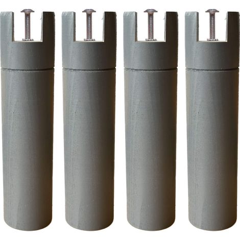 4 pieds cylindriques pour cadre à lattes anthracite 25 cm