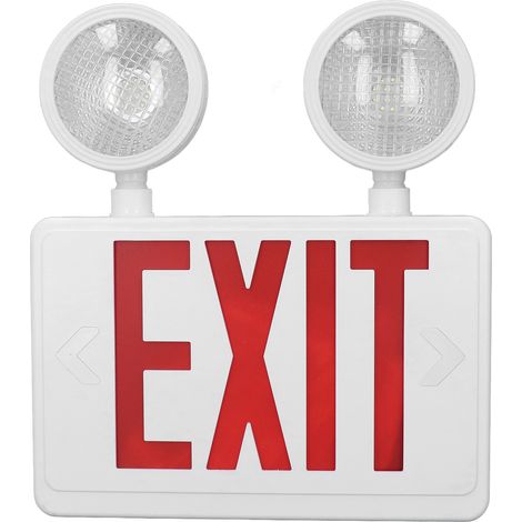 Decdeal Panneau lumineux de sortie de secours IP65 étanche à l'eau LED Double tête rouge