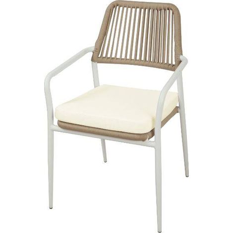 Set de 2 chaises empilables 55x57x85 en aluminium blanc avec accoudoirs - Pozzuoli (1/5)