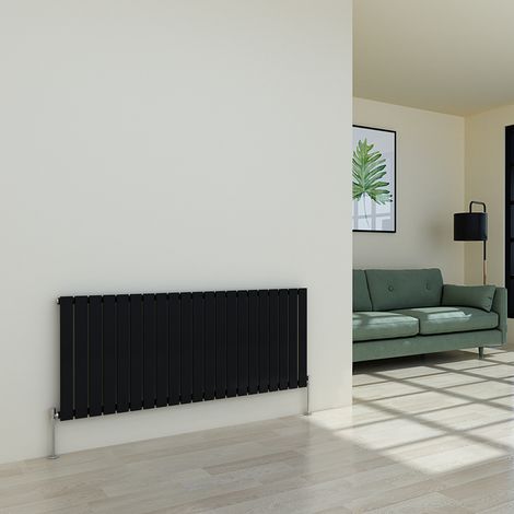Warmehaus Flat Panel Black Radiator Horizontal Single 600x1428mm (1/2)