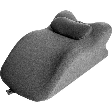 CHICFURN Cojín ergonómico en cuña para lectura y apoyo de piernas, con espuma viscoelástica, funda gris desenfundable y lavable, ideal para cama, sofá y descanso (1/5)