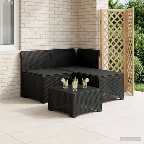 vidaXL Divano da giardino 3 posti con cuscini in look rattan PP (1/5)