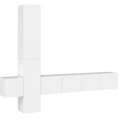 Conjunto de muebles mueble aparador TV televisión salón dormitorio salón 5 piezas blanco madera contrachapada 020024856