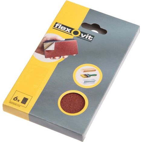 Flexovit 63642526349 Hook & Loop Sanding Block Refill Kit Fine 120g 6 FLV26349