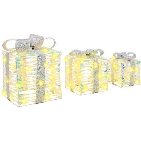 Boîte Cadeau avec 60 LED 3 pcs Blanc chaud 20 x 20 x 20 cm PET CFW121826 (1/5)