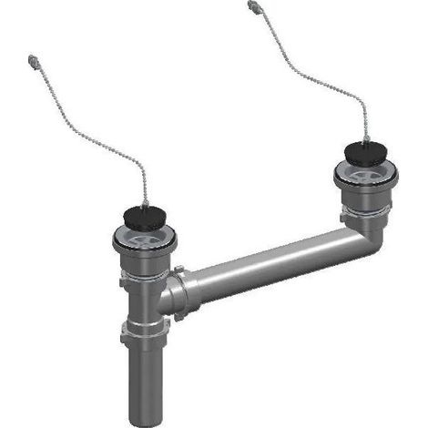Scarico per lavello doppio, senza sifone, senza troppopieno, diametro 70mm