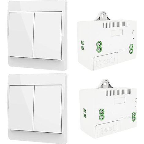Commutateur de lumière cinétique sans fil avec interrupteur de sécurité radiofréquence et récepteur de relais 1000 W avec fusible, pas de batterie, interrupteur auto-générant (2 voies 2 (1/5)