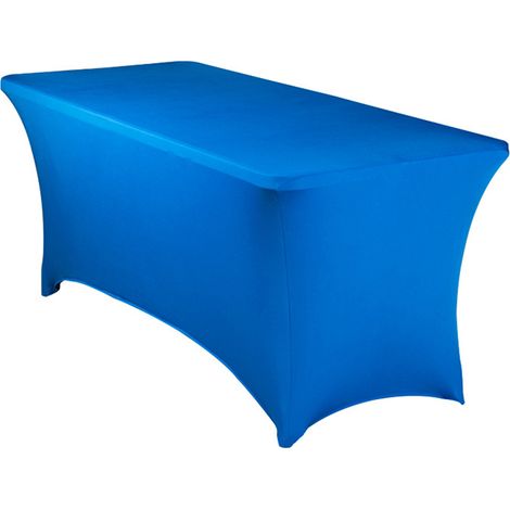 1 nappe de table rectangulaire, élastique en spandex, 183x75x75 cm, noir/blanc/champagne/bleu, pour salle à manger et événements (1/5)