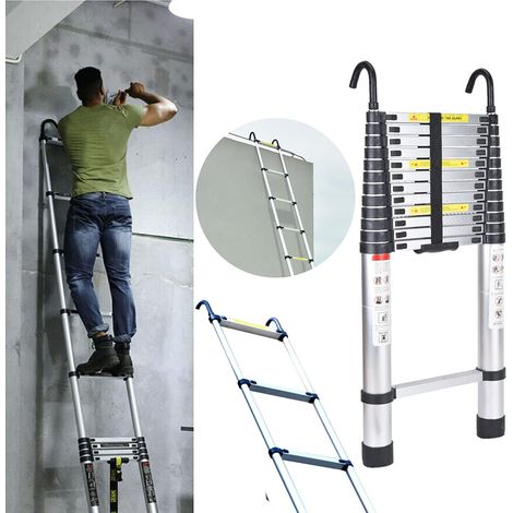 16.5ft Telescoping Ladder with 2 Detachable Hooks DIY Aluminum Extension Ladders for Home Indoor Outdoor, Portable Heavy Duty Ladder (1/5)