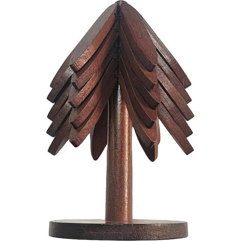 Untersetzer aus Holz für heiße Speisen – Set mit 5 faltbaren Walnuss-Untersetzern mit Ständer, dekorativer Geschirrhalter für Töpfe, Pfannen und Teekannen