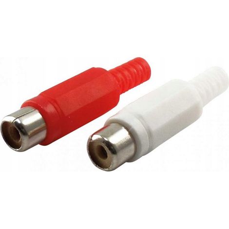Juego de conectores RCA cinch, 2 unidades, blanco y rojo. (1/2)