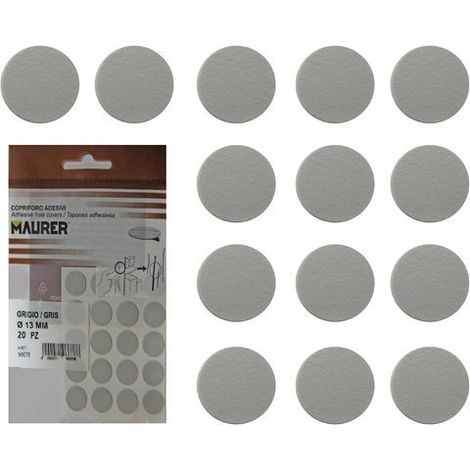 Graue selbstklebende Schraubenabdeckungen (Blister mit 20 Stück)