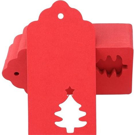 100PCS Paper Tags Christmas Tags Christmas Gift Tags for Decorating the Christmas Tree (Red Christmas Tree) (1/5)