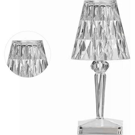 Lampe de table en cristal de diamant rechargeable par USB, lampe décorative tactile à changement de couleur pour la chambre. (1/5)