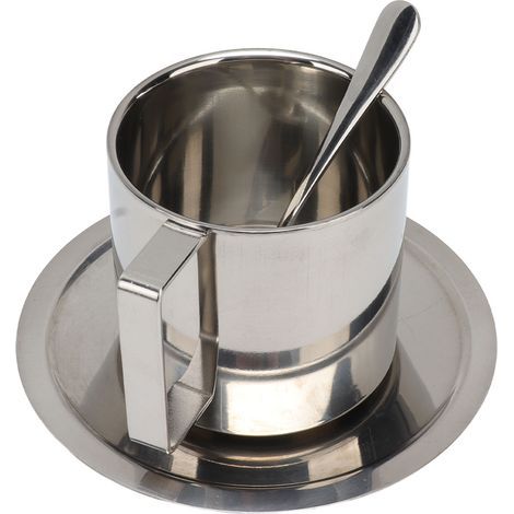 Set aus rostfreien, doppelwandigen Edelstahl-Kaffeebechern im modernen Stil, für Latte Macchiato, Cappuccino und Tee, ideal für Zuhause, Büro, Cafés und Camping (260 ml). (1/5)