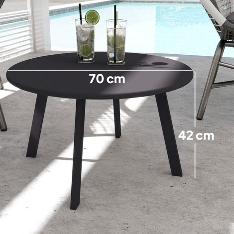 Table d'appoint, table de balcon en métal, table basse ronde, table de jardin résistante aux intempéries, Ø70 x 42H cm, noire (1/5)