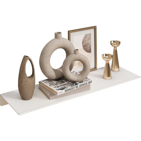 Etagere Murale Flottante Metal 40cm, Blanche Aluminium (1/5)
