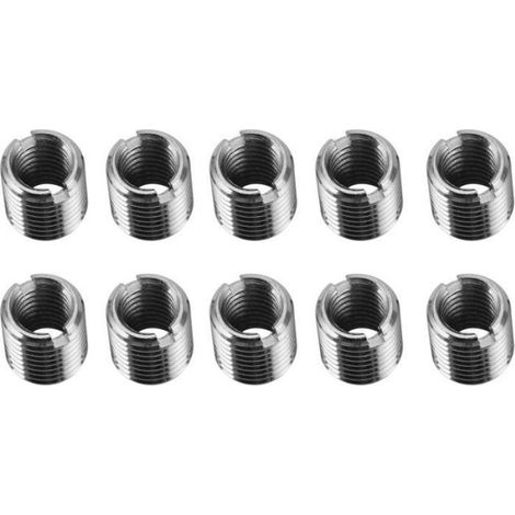 10pcs Insert de Filetage de Fil D'acier à Dent Fine,Gaine de Fil D'acier Inoxydable 303,Intérieur M6 1 Extérieur M8 1 Long 10MM (1/4)