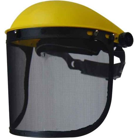 Visor de protección profesional con pantalla de rejilla abatible. Ajuste de la circunferencia de la cabeza mediante cremallera. Norma EN1731.