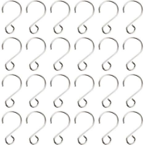 160 PCS Mini Crochet en Forme de S, Crochet En Acier Inoxydable 28mm Petit Crochet d’ornement Accessoires pour Bijoux DIY Cristal Perle Rideau Sapin De Noël (1/5)