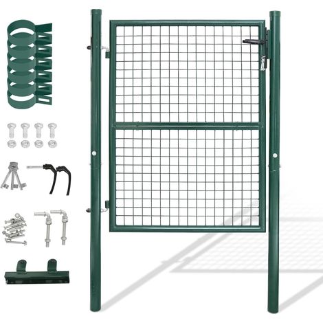 Porte de jardin 150x100cm Portail de clôture Porte de jardin en acier galvanisé avec poignée, serrure et 3 clés. Robuste et durable. Portail de cour pour clôture en grillage. Porte d’entrée (1/5)