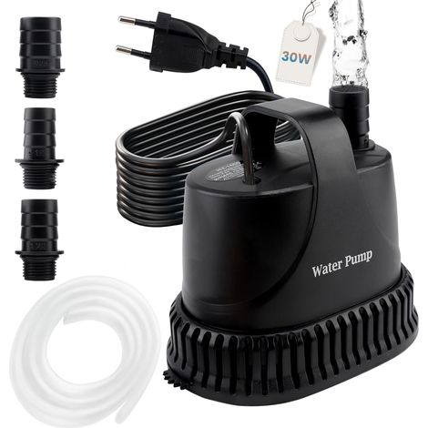 1 Pompe Submersible, Débit 2000L/H, Puissance 30W, Matériau ABS, Pour Aquarium, Bassin, Fontaine (1/5)